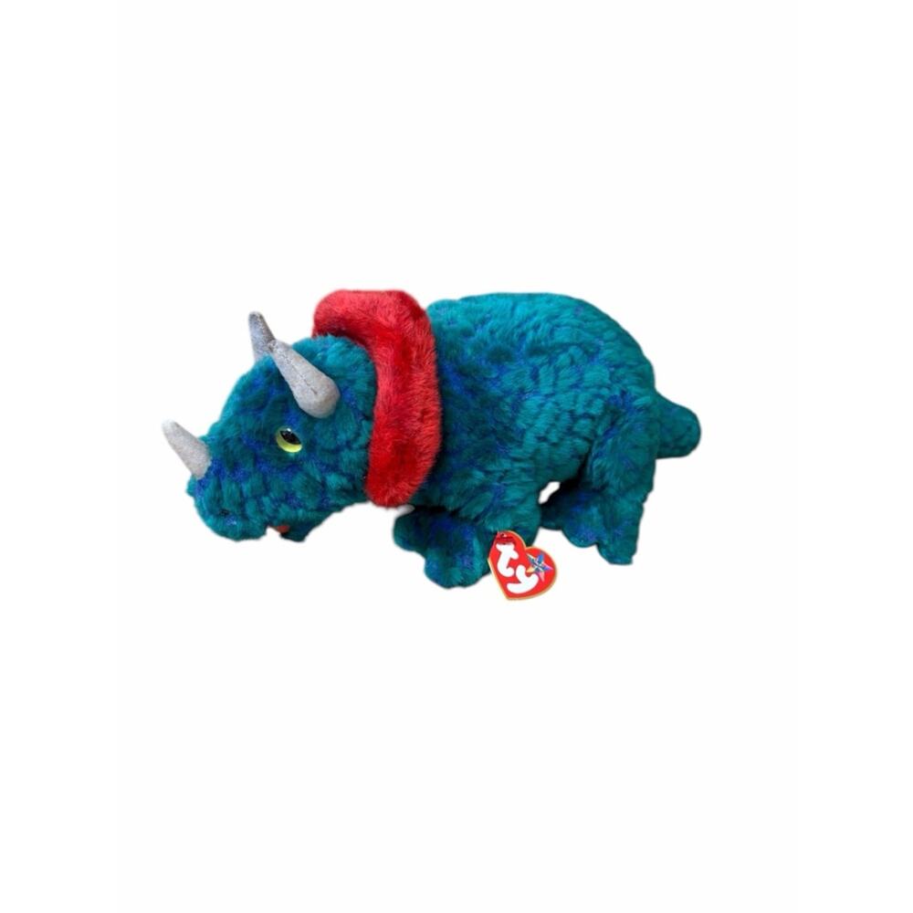 Ty Hornsly Triceratops Plush 2001 Retired Beanie Buddy Dinosaur